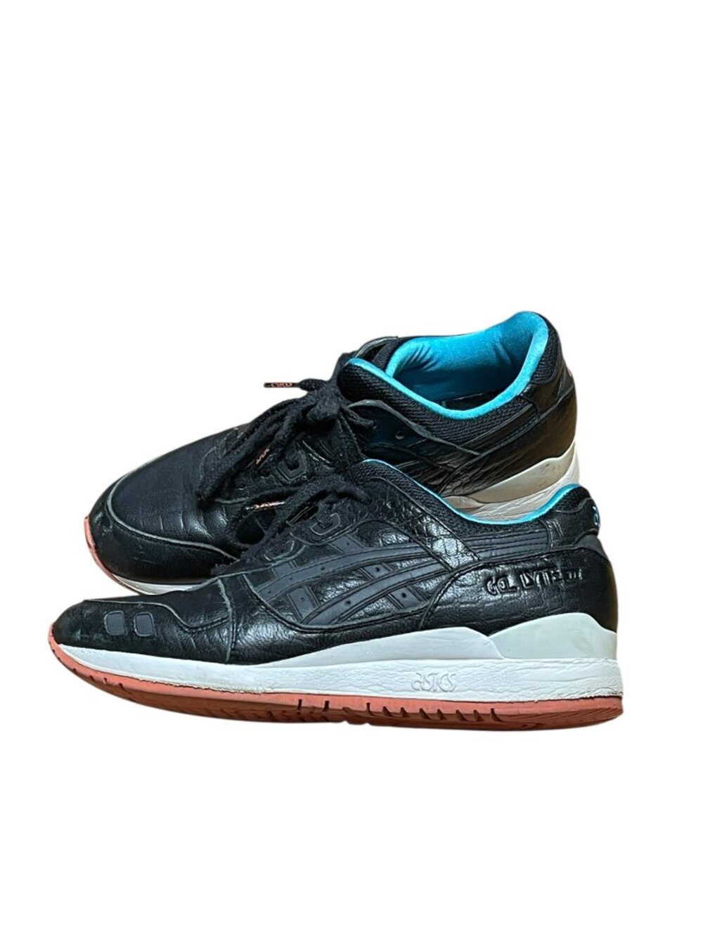 Asics Gel-Lyte III Black & Teal Leather Sneakers US 7 EU 39 H540L - Picture 4 of 7